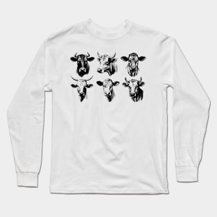 Cows Farm Girl Vintage Western Long Sleeve T-Shirt